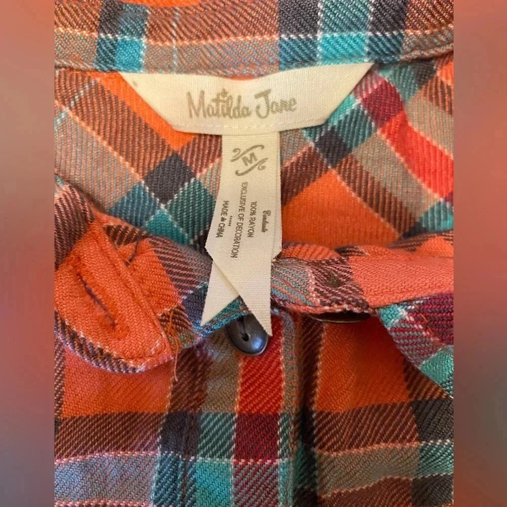 Women’s Matilda Jane Noble Tunic Coral Plaid Lace Popover